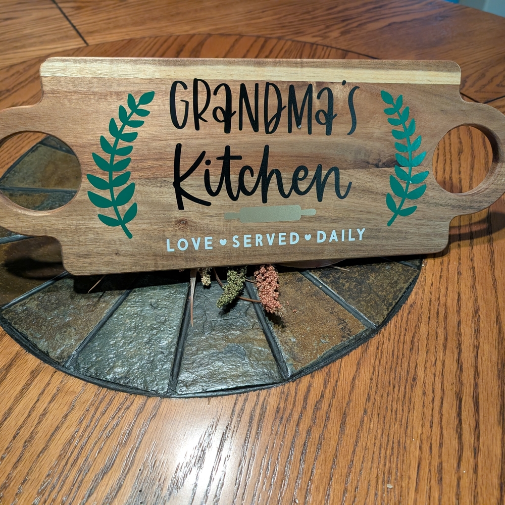 Wooden Cutting Board with Green Accents